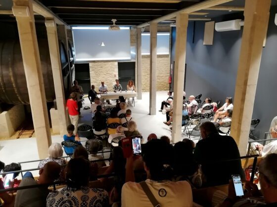 Dimanche : débat dans le chai transformé en salle de cinéma © H.C.