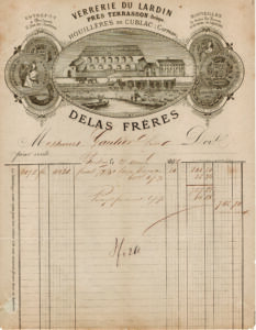 © Facture de la verrerie avec papier à en-tête illustré, 21 avril 1871, coll. Daniel Charbonnel