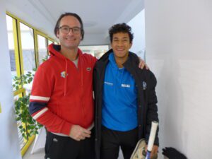 Avec l'entraîneur Benoit Ramos