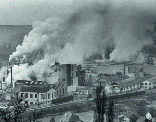 Condat, le papier de chagrin Les fumées et vapeur de l'usine
